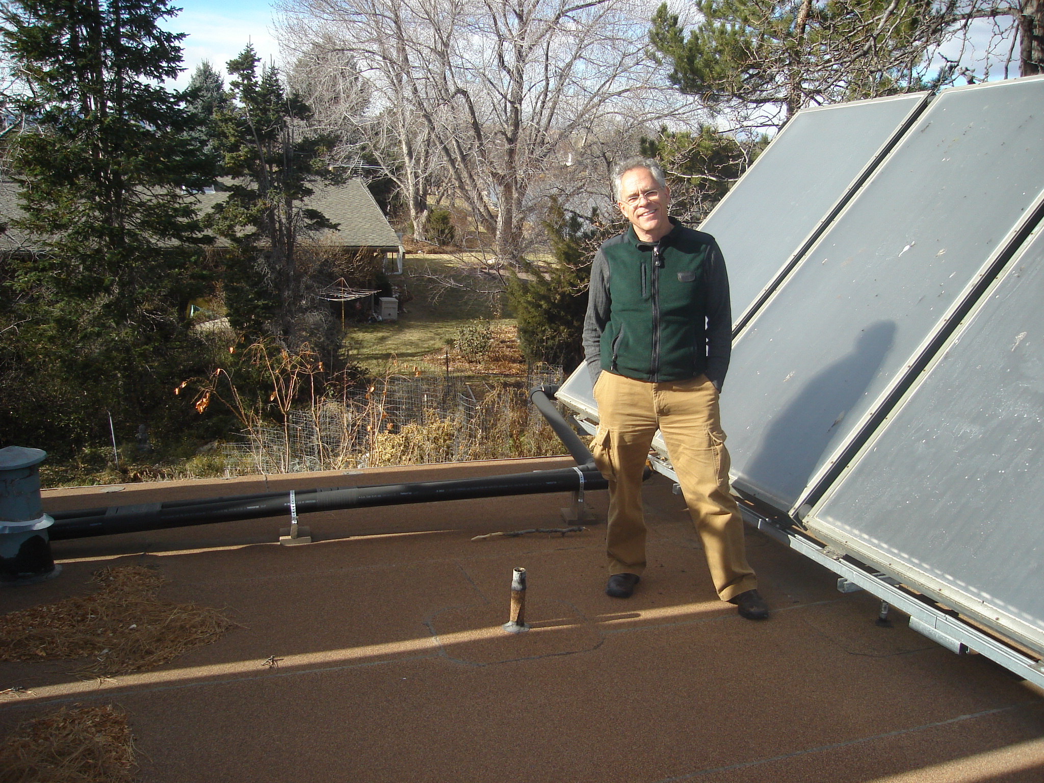 Andy Bardwell with solar thermal panels